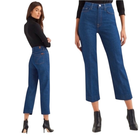 7 For All Mankind Baby Jo Cropped Trouser Jeans Avant High Rise Women's 27 - Picture 1 of 14